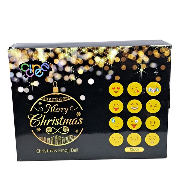 12 Piece Glass Emoji Christmas Balls Ornaments Pendant for Christmas Tree - Picture 10 of 15